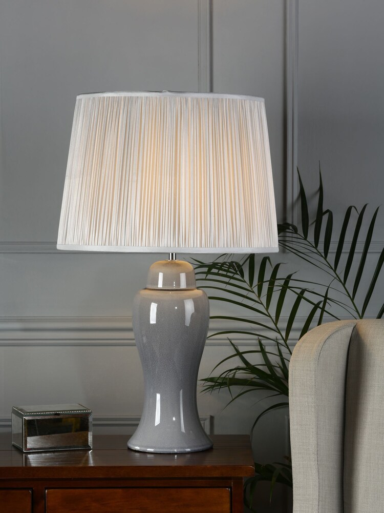 Laura Ashley Pale Slate Grey Regina Crackle Grazed Ceramic Table Lamp Base - Image 2 of 4