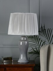 Laura Ashley Pale Slate Grey Regina Crackle Grazed Ceramic Table Lamp Base - Image 3 of 4