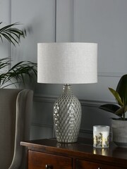Laura Ashley Grey Heathfield Honeycomb Ceramic Complete Table Lamp - Image 1 of 4