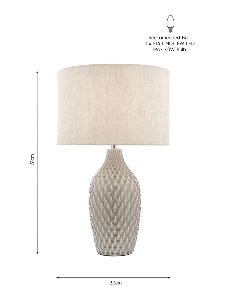 Laura Ashley Grey Heathfield Honeycomb Ceramic Complete Table Lamp - Image 4 of 4
