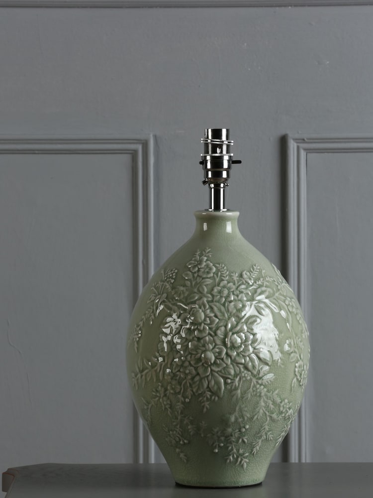 Laura Ashley Green Picardie Ceramic Table Lamp Base - Image 1 of 5