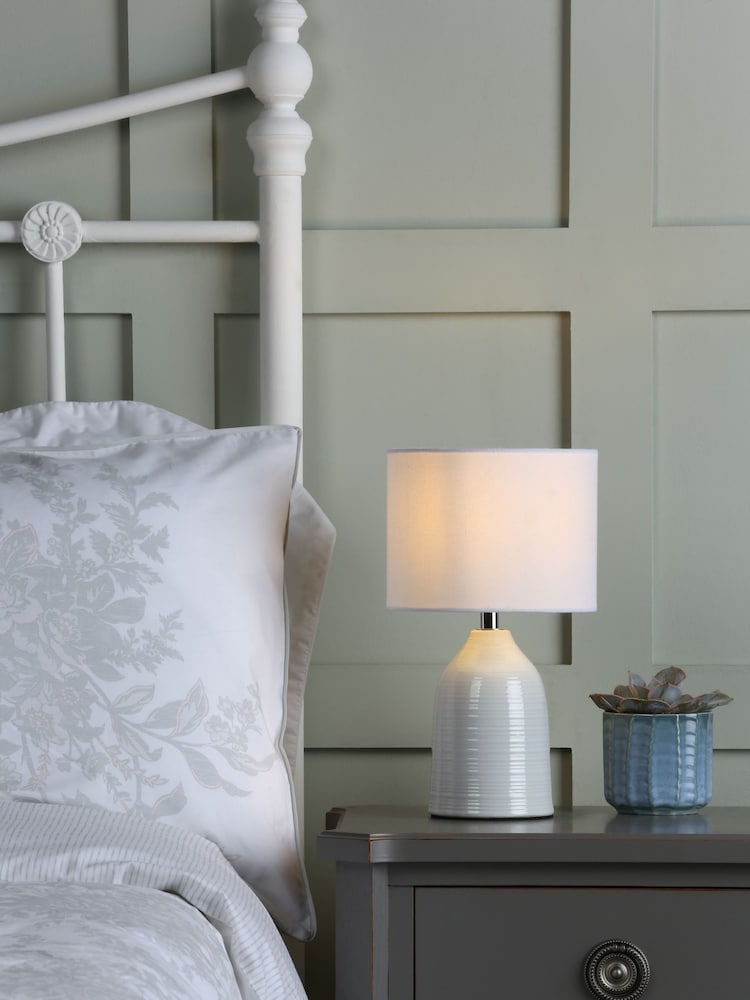 Laura Ashley Set of 2 Cream Penny Complete Ceramic Table Lamps - Image 1 of 4