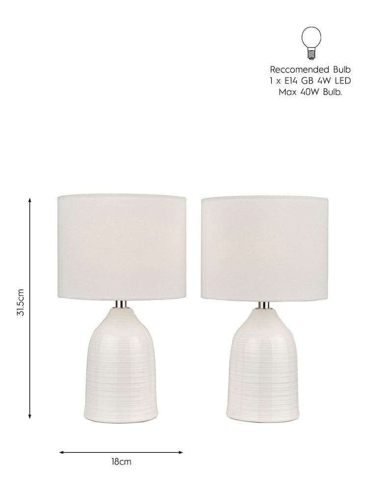 Laura Ashley Set of 2 Cream Penny Complete Ceramic Table Lamps - Image 4 of 4