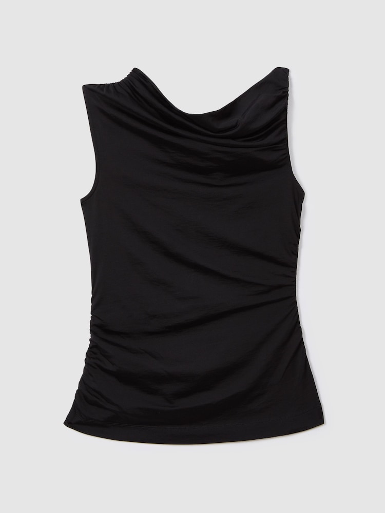 Reiss Black Dylan Ruched Off-The-Shoulder Top - Image 2 of 5
