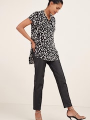 Schwarz/Weiß/Strichmuster - Utility-Oberteil mit Flügelärmeln - Bild 2 von 4