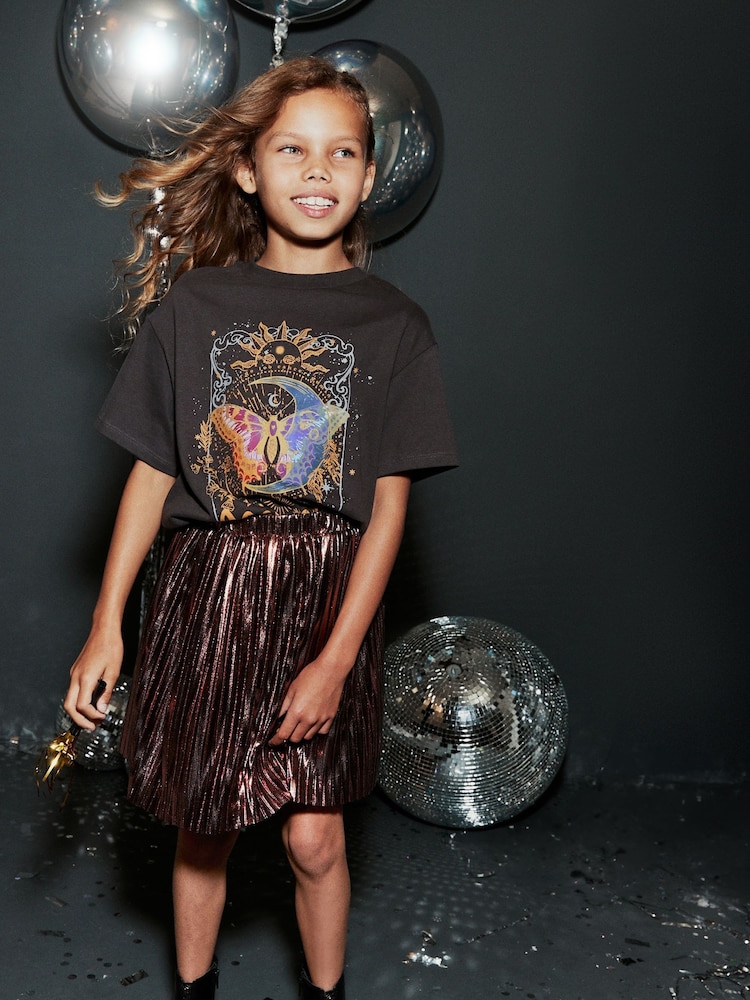 Pink Metallic Pleat Skirt (3-16yrs) - Image 1 of 8