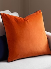 Riva Paoletti Tiger Orange/Teal Blue 55 x 55cm Meridian Velvet Cushion - Image 1 of 4