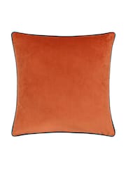 Riva Paoletti Tiger Orange/Teal Blue 55 x 55cm Meridian Velvet Cushion - Image 2 of 4