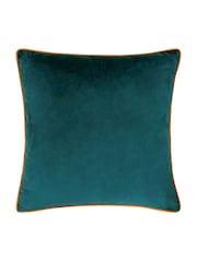 Riva Paoletti Teal Blue/Tiger Orange 55 x 55cm Meridian Velvet Cushion - Image 2 of 4
