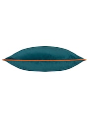 Riva Paoletti Teal Blue/Tiger Orange 55 x 55cm Meridian Velvet Cushion - Image 3 of 4
