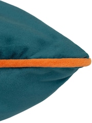Riva Paoletti Teal Blue/Tiger Orange 55 x 55cm Meridian Velvet Cushion - Image 4 of 4