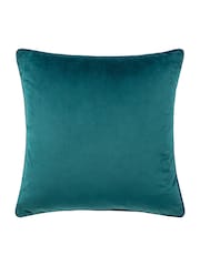 Riva Paoletti Teal Blue/Navy 55 x 55cm Meridian Velvet Cushion - Image 2 of 4