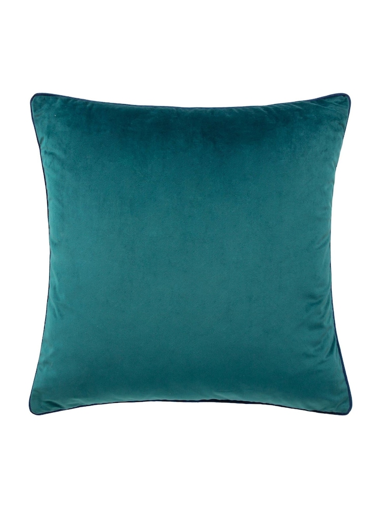 Riva Paoletti Teal Blue/Navy 55 x 55cm Meridian Velvet Cushion - Image 2 of 4