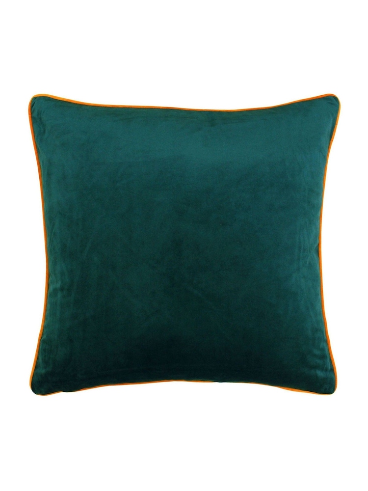 Riva Paoletti Teal Blue/Clementine Orange 55 x 55cm Meridian Velvet Cushion - Image 2 of 4