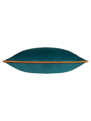 Riva Paoletti Teal Blue/Clementine Orange 55 x 55cm Meridian Velvet Cushion - Image 3 of 4