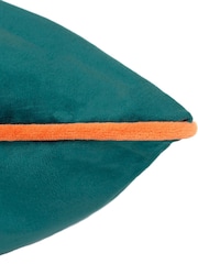 Riva Paoletti Teal Blue/Clementine Orange 55 x 55cm Meridian Velvet Cushion - Image 4 of 4