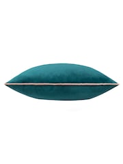 Riva Paoletti Teal Blue/Blush Pink 55 x 55cm Meridian Velvet Cushion - Image 4 of 5