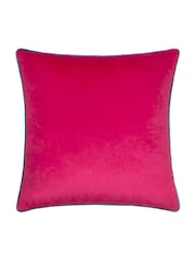 Riva Paoletti Raspberry Pink/Teal Blue 55 x 55cm Meridian Velvet Cushion - Image 3 of 5