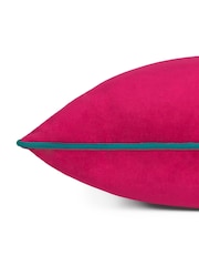 Riva Paoletti Raspberry Pink/Teal Blue 55 x 55cm Meridian Velvet Cushion - Image 5 of 5