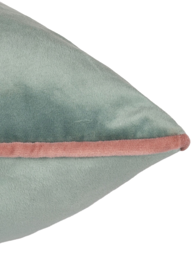 Riva Paoletti Mineral Green/Blush Pink 55 x 55cm Meridian Velvet Cushion - Image 5 of 5