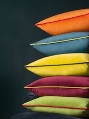 Riva Paoletti Maroon Red/Moss Green 55 x 55cm Meridian Velvet Cushion - Image 2 of 5