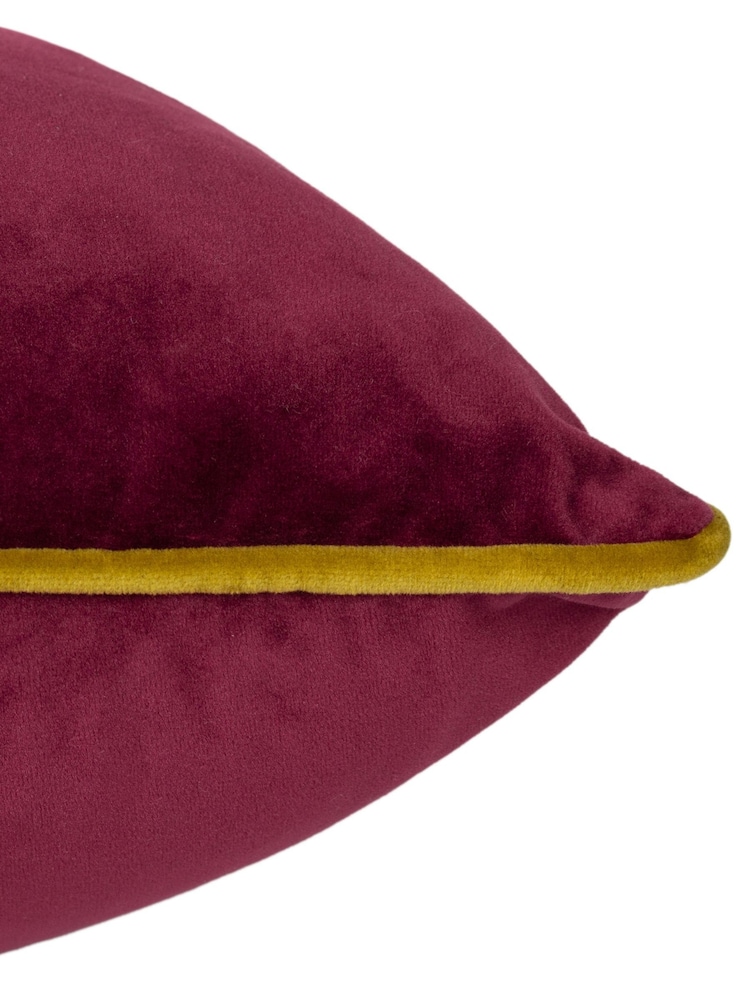 Riva Paoletti Maroon Red/Moss Green 55 x 55cm Meridian Velvet Cushion - Image 5 of 5