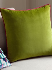 Riva Paoletti Lime Green 55 x 55cm Meridian Velvet Cushion - Image 1 of 5