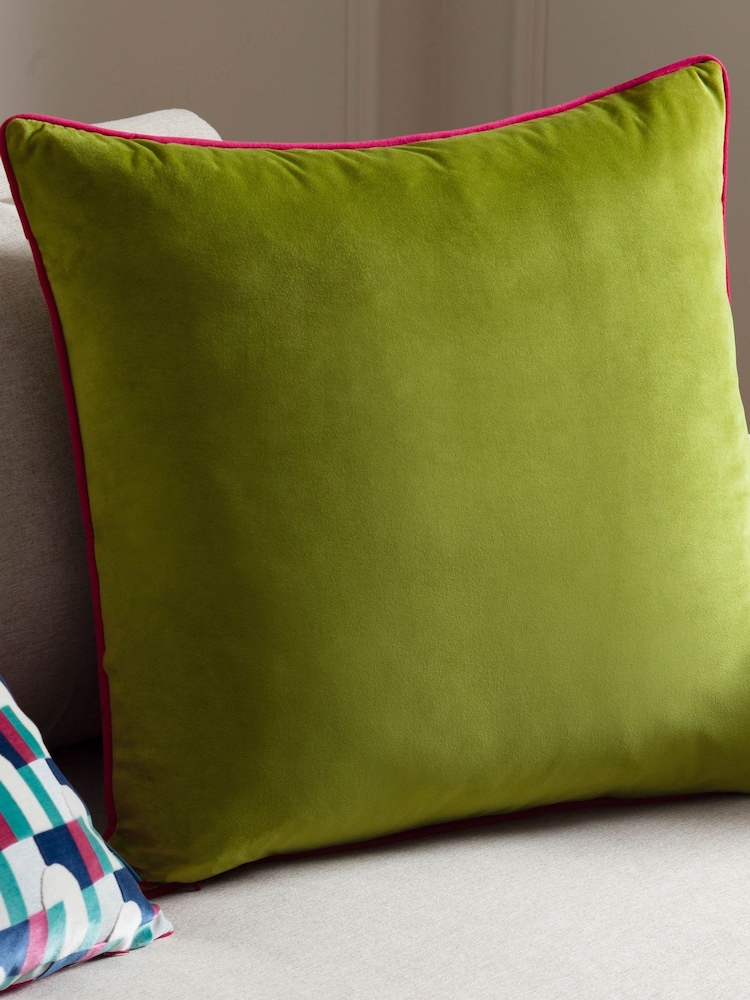 Riva Paoletti Lime Green 55 x 55cm Meridian Velvet Cushion - Image 1 of 5