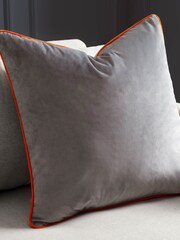 Riva Paoletti Grey/Clementine Orange 55 x 55cm Meridian Velvet Cushion - Image 1 of 5