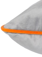 Riva Paoletti Grey/Clementine Orange 55 x 55cm Meridian Velvet Cushion - Image 3 of 5