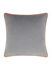 Riva Paoletti Grey/Clementine Orange 55 x 55cm Meridian Velvet Cushion - Image 4 of 5