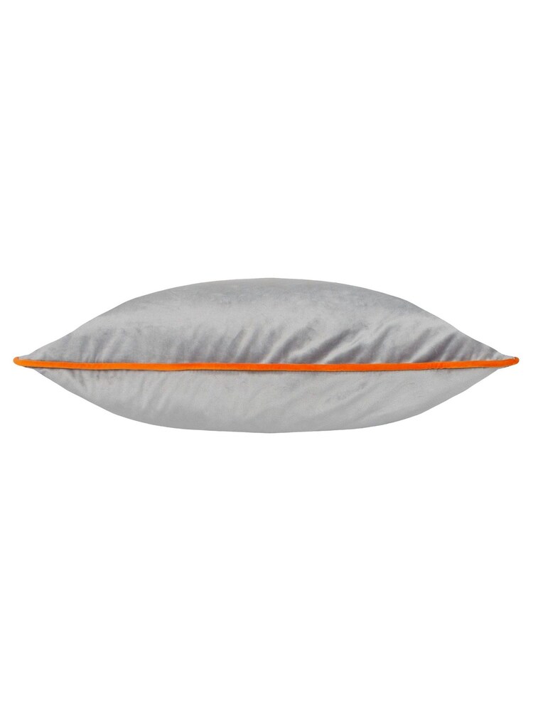 Riva Paoletti Grey/Clementine Orange 55 x 55cm Meridian Velvet Cushion - Image 5 of 5