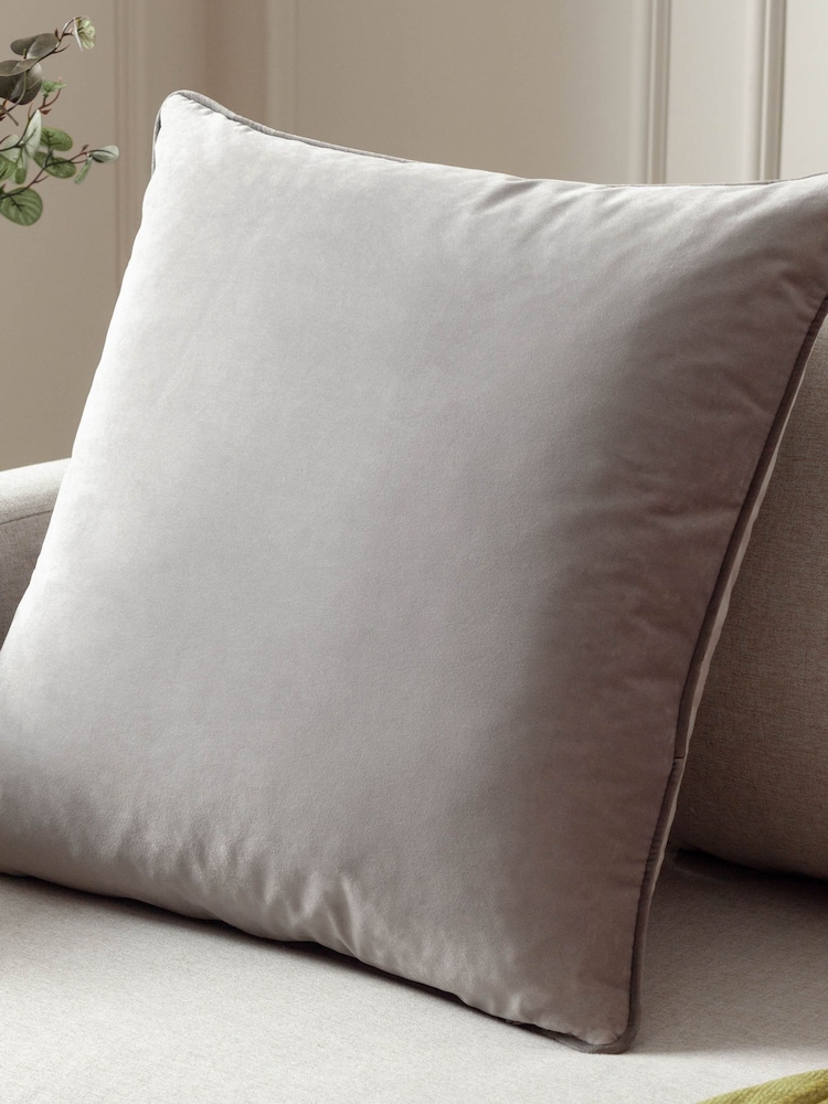 Riva Paoletti Dove/Charcoal Grey 55 x 55cm Meridian Velvet Cushion - Image 1 of 5
