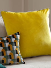 Riva Paoletti Cylon Yellow/Silver Grey 55 x 55cm Meridian Velvet Cushion - Image 1 of 4
