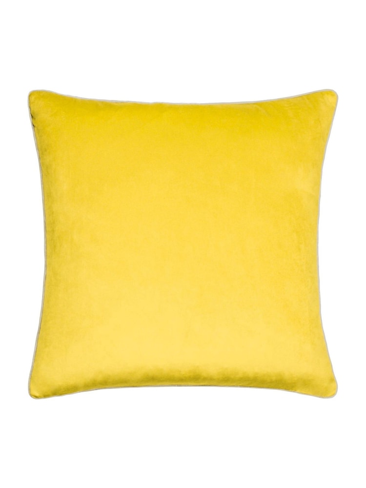 Riva Paoletti Cylon Yellow/Silver Grey 55 x 55cm Meridian Velvet Cushion - Image 2 of 4