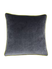 Riva Paoletti Charcoal Grey/Moss Green 55 x 55cm Meridian Velvet Cushion - Image 1 of 2