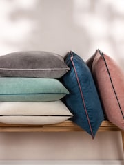 Riva Paoletti Blush Pink/Teal Blue 55 x 55cm Meridian Velvet Cushion - Image 2 of 5