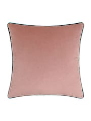 Riva Paoletti Blush Pink/Teal Blue 55 x 55cm Meridian Velvet Cushion - Image 3 of 5
