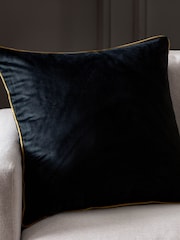 Riva Paoletti Black/Gold 55 x 55cm Meridian Velvet Cushion - Image 1 of 4