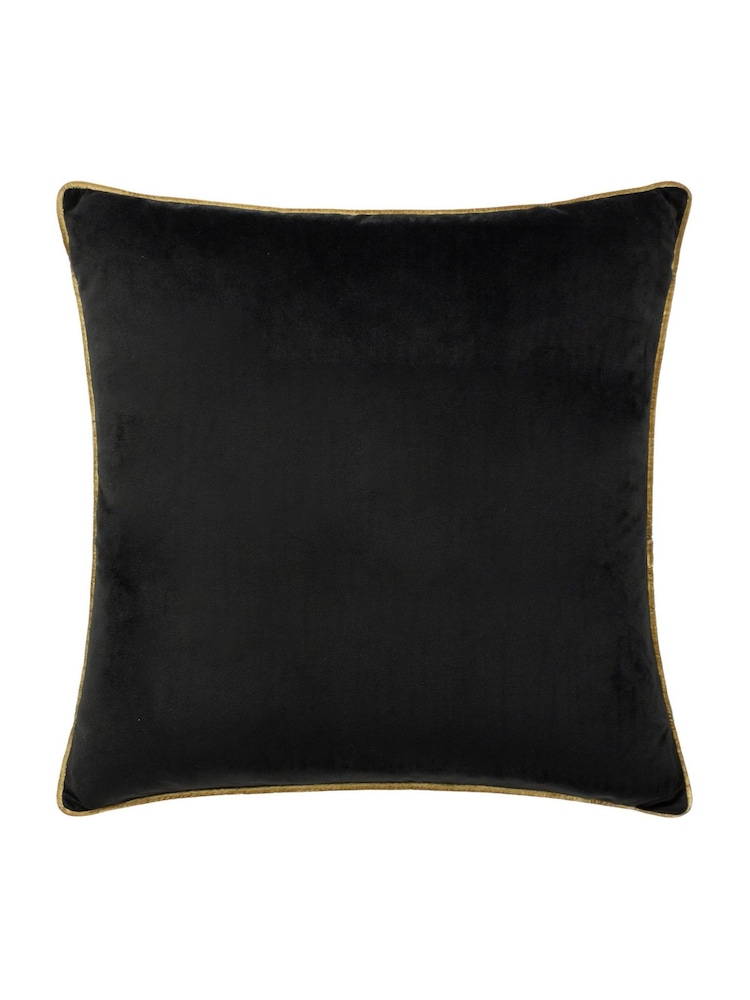 Riva Paoletti Black/Gold 55 x 55cm Meridian Velvet Cushion - Image 2 of 4