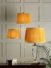 Laura Ashley Ochre Yellow Hemsley Pleated Silk Empire Easyfit Lamp Shade - Image 1 of 5