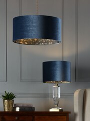 Laura Ashley Blue Portia Velvet Easy Fit Shade - Image 1 of 6
