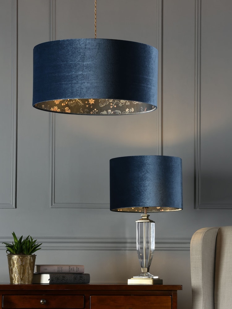 Laura Ashley Blue Portia Velvet Easy Fit Shade - Image 1 of 6