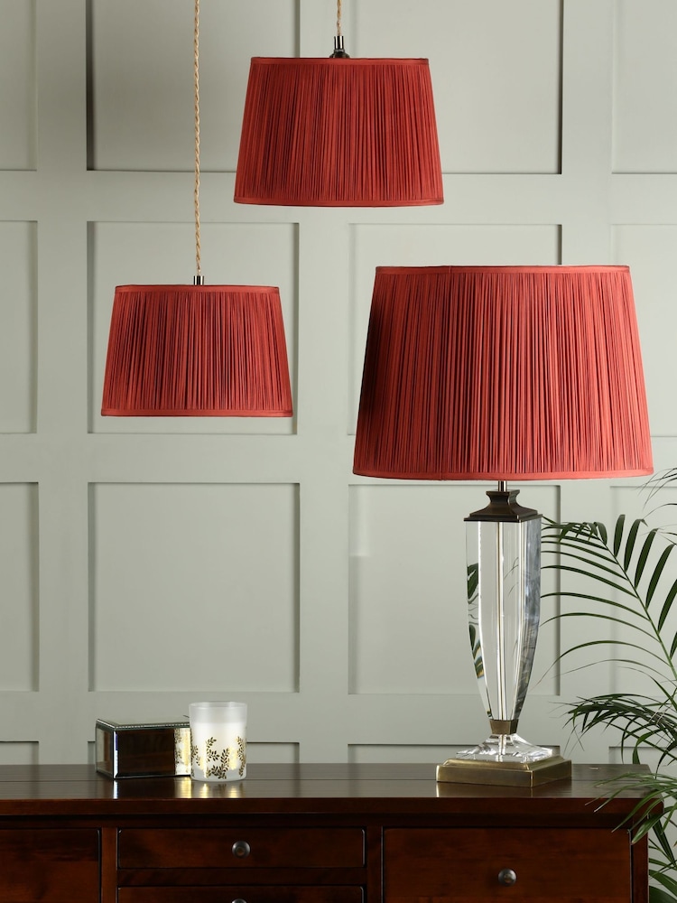 Laura Ashley Crimson Red Hemsley Pleated Silk Empire Easyfit Lamp Shade - Image 2 of 4