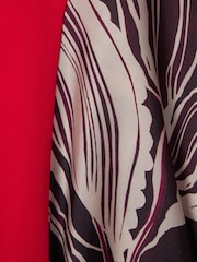 Reiss Ivory/Burgundy Hanna Printed Front Split Midi Dress - Image 7 of 7