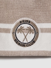 Reiss Taupe/Optic White Catch 13-14 yrs Velour Drawstring Shorts - Image 4 of 4