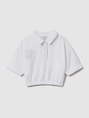Reiss Ivory Pax 4-9 yrs Cotton Cropped Polo Shirt - Image 2 of 4