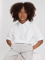 Reiss Ivory Pax 4-9 yrs Cotton Cropped Polo Shirt - Image 3 of 4