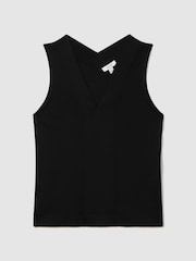 Reiss Black Mira V-Neck Shell Top - Image 2 of 7