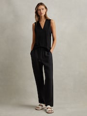 Reiss Black Mira V-Neck Shell Top - Image 3 of 7